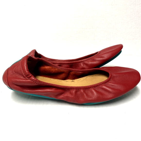 Tieks Ballet Flat Leather Round Toe Slip On Foldable Cardinal Red 9 - Picture 7 of 15